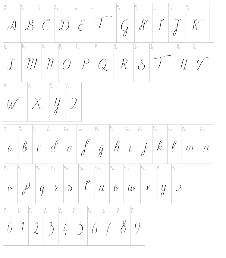 Black Olives font map